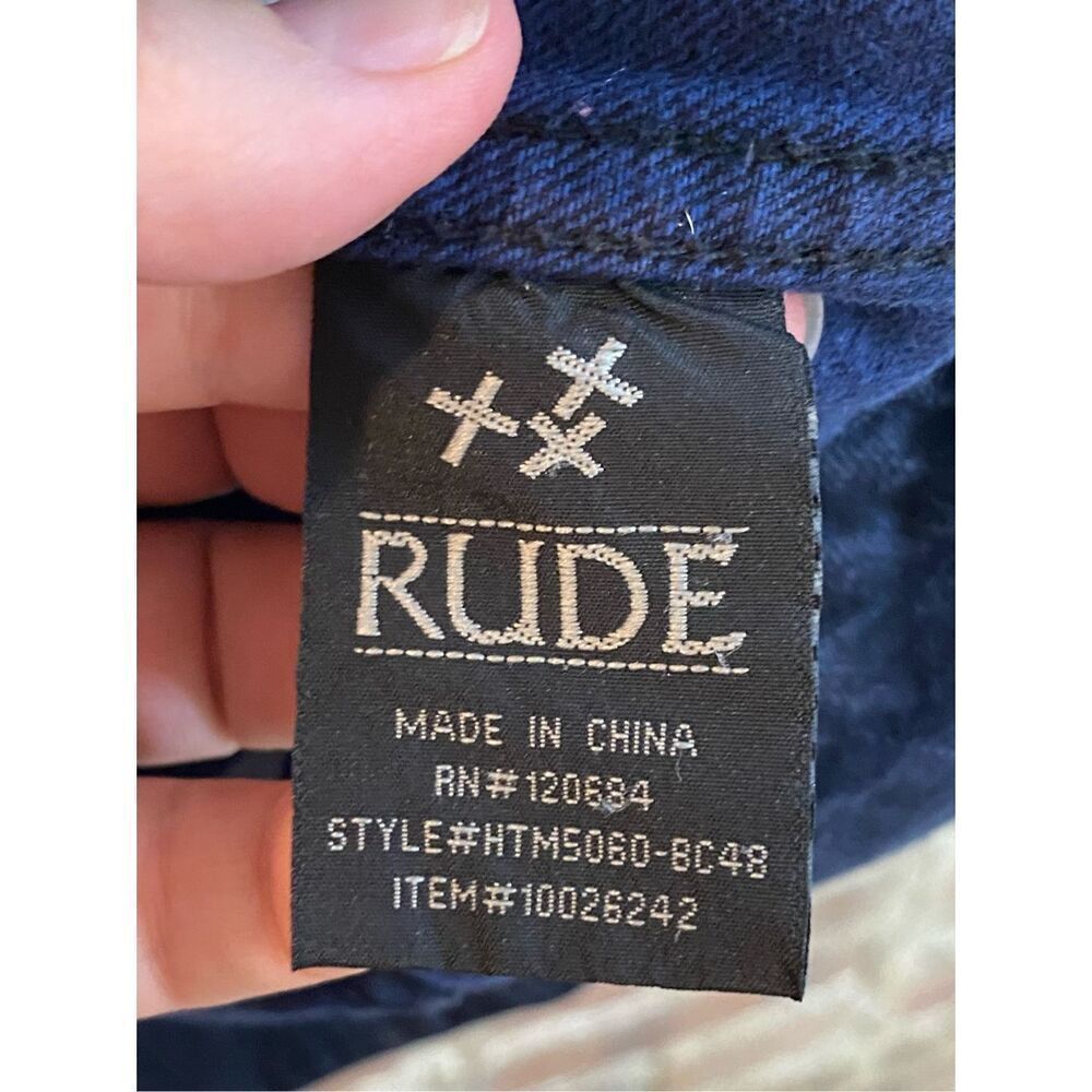 Xxx RUDE Blue Jean Jacket Vest 100% Cotton Size Medium - Picture 6 of 8